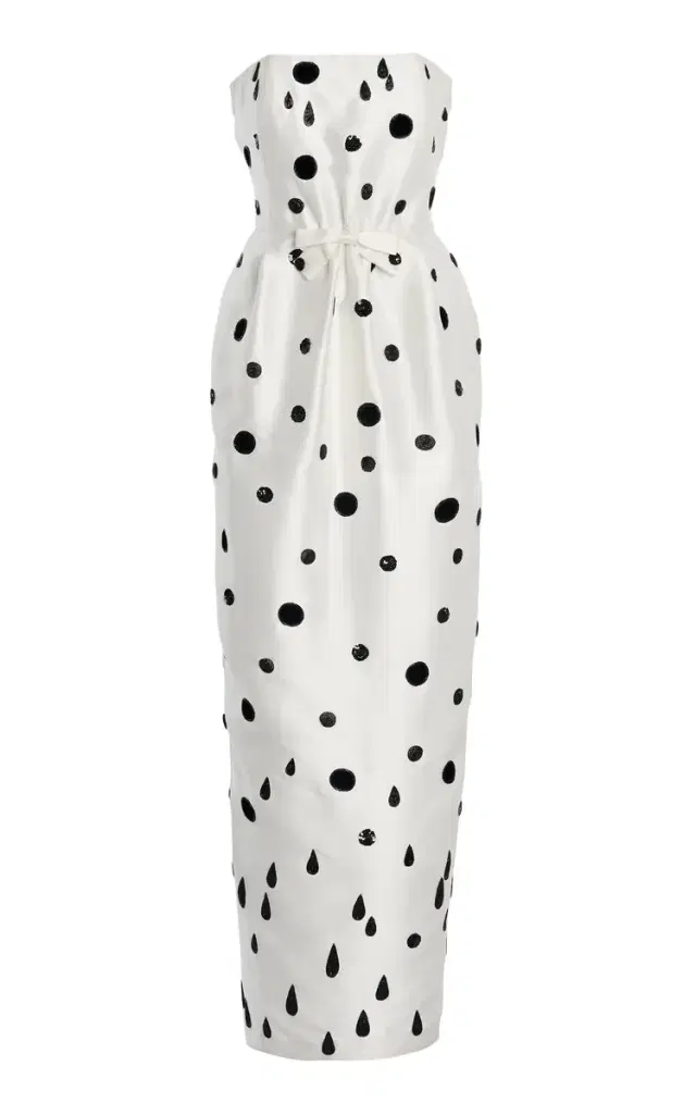 Lenette Embroidered Satin Maxi Dress