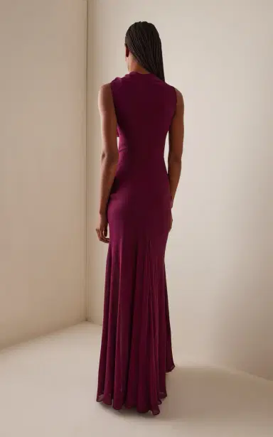 Alaïa Bow-Detailed Georgette Maxi Dress | Thumbnail 4
