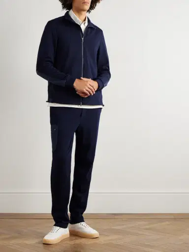 Sease Straight-Leg Shell-Trimmed Wool-Blend Drawstring Trousers - Men | Thumbnail 2