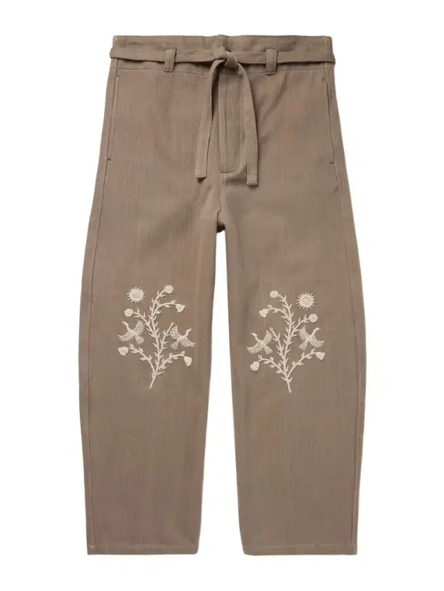 Fauji Belted Embellished Embroidered Cotton-Twill Wide-Leg Trousers - Men