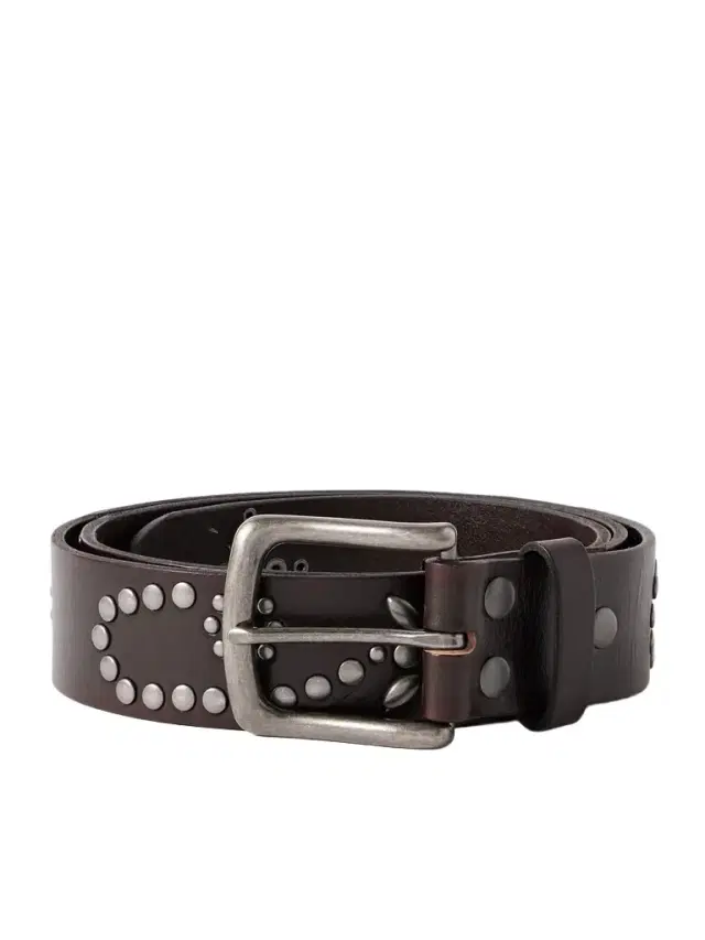 3.5cm Studded Leather Belt - Men