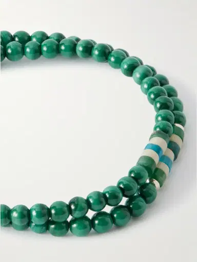 Mikia Sterling Silver Malachite Bracelet - Men | Thumbnail 4
