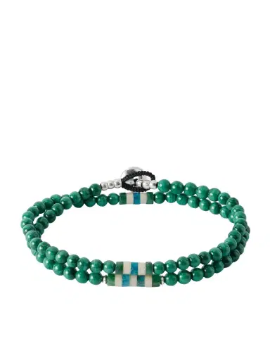Mikia Sterling Silver Malachite Bracelet - Men | Thumbnail 1