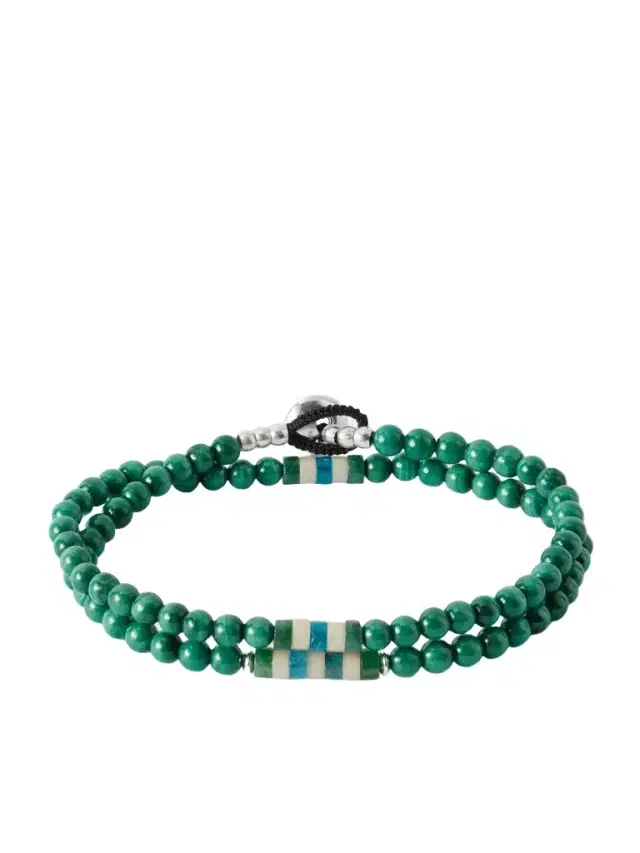 Mikia Sterling Silver Malachite Bracelet - Men