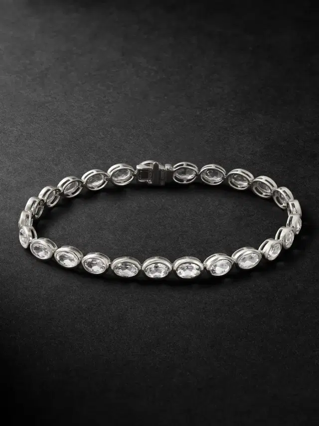 18-Karat Blackened Gold Topaz Tennis Bracelet - Men