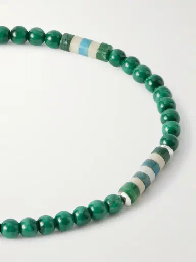 Mikia Sterling Silver Malachite Bracelet - Men | Thumbnail 4