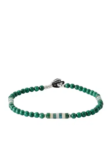 Mikia Sterling Silver Malachite Bracelet - Men | Thumbnail 1
