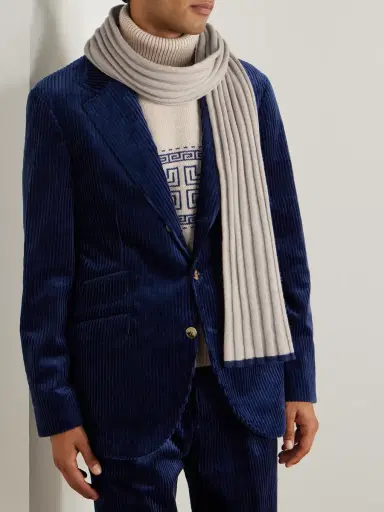 Brunello Cucinelli Ribbed Cashmere Scarf - Men | Thumbnail 2