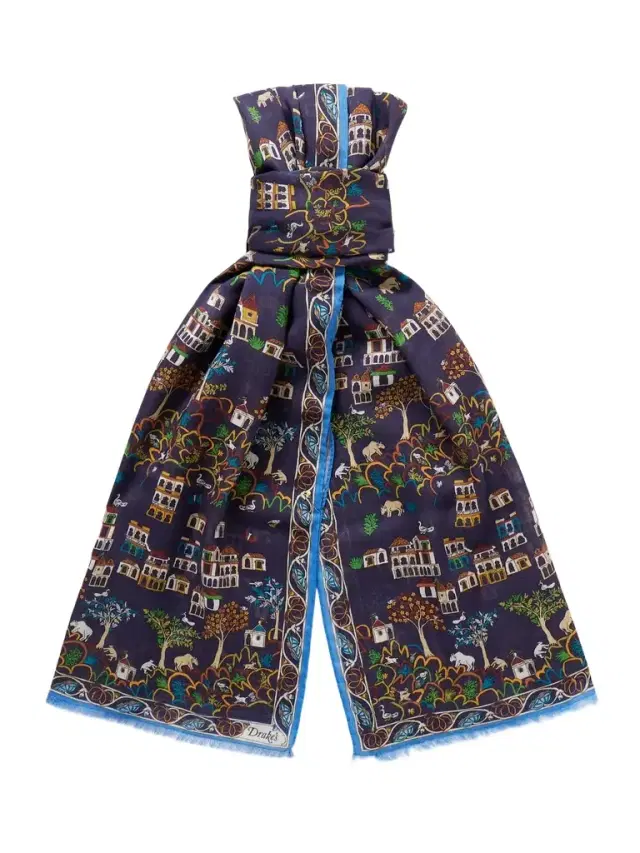 Frayed Printed Wool and Silk-Blend Scarf - Men
