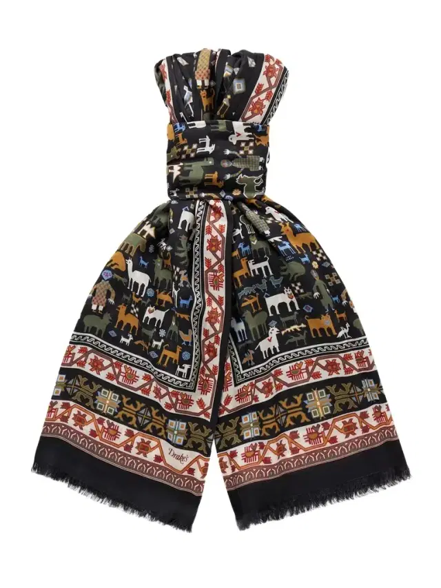 Frayed Printed Wool and Silk-Blend Scarf - Men