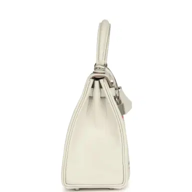 HERMÈS Hermes Kelly Retourne 25 "Tartan Light" Gris Pale, Vert Moyen and Bubblegum Swift Palladium Hardware | Thumbnail 3