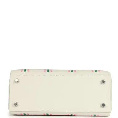 HERMÈS Hermes Kelly Retourne 25 "Tartan Light" Gris Pale, Vert Moyen and Bubblegum Swift Palladium Hardware | Thumbnail 6
