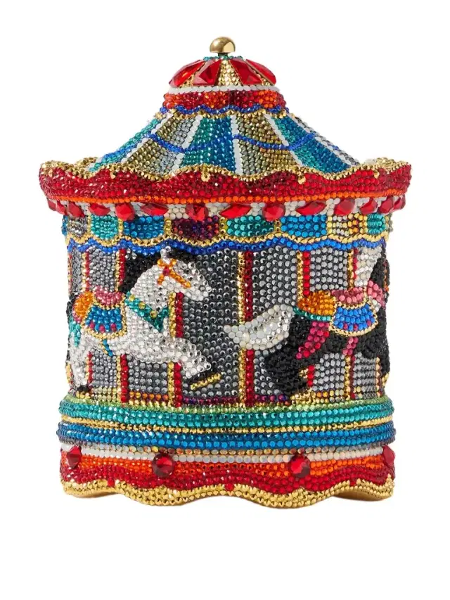 Jane's Carousel Crystal-embellished Gold-tone Clutch