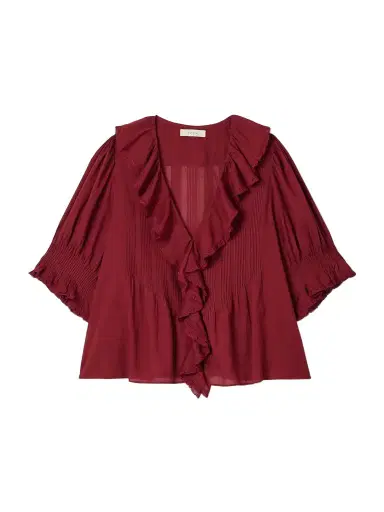 DÔEN Henri Lace-trimmed Ruffled Pintucked Organic Cotton-voile Blouse | Thumbnail 1 DÔEN Henri Lace-trimmed Ruffled Pintucked Organic Cotton-voile Blouse | Thumbnail 1