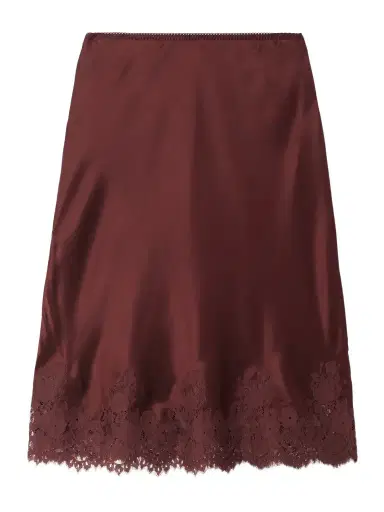 DÔEN Elowette Lace-trimmed Silk-satin Midi Skirt | Thumbnail 1 DÔEN Elowette Lace-trimmed Silk-satin Midi Skirt | Thumbnail 1