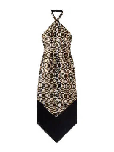 Taller Marmo Nina Flapper Fringed Sequin-embellished Mesh Halterneck Midi Dress | Thumbnail 1 Taller Marmo Nina Flapper Fringed Sequin-embellished Mesh Halterneck Midi Dress | Thumbnail 1