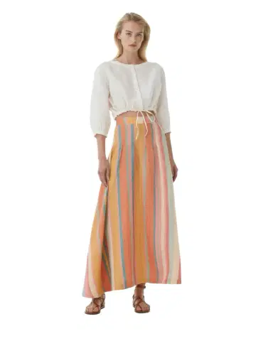 Emporio Sirenuse Amelianna Skirt in Rainbow Stripes | Thumbnail 1 Emporio Sirenuse Amelianna Skirt in Rainbow Stripes | Thumbnail 1