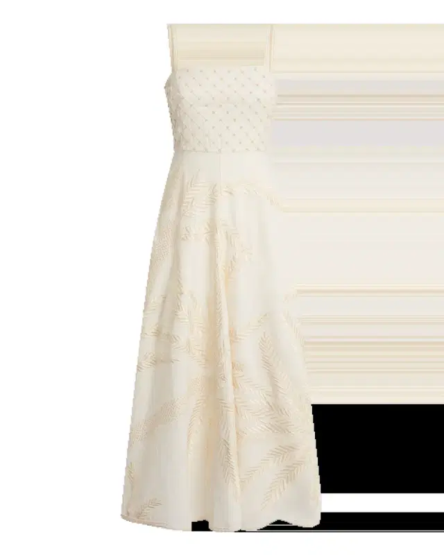 Anabel Dress with Palm Embroidery