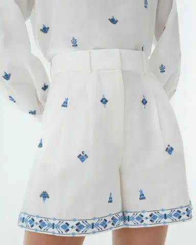 Emporio Sirenuse Beatrice Shorts with Astragal Embroidery | Thumbnail 2 Emporio Sirenuse Beatrice Shorts with Astragal Embroidery | Thumbnail 2