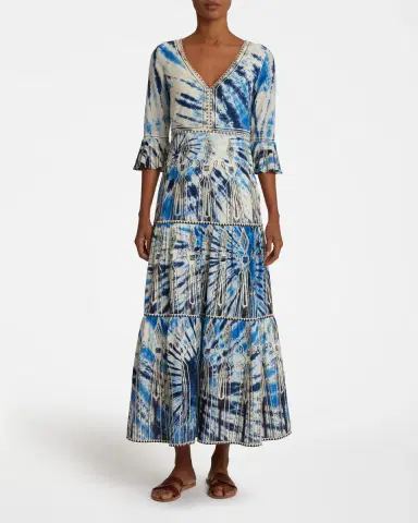 Emporio Sirenuse Bella Dress With Tie Dye Embroidery | Thumbnail 2 Emporio Sirenuse Bella Dress With Tie Dye Embroidery | Thumbnail 2