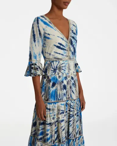 Emporio Sirenuse Bella Dress With Tie Dye Embroidery | Thumbnail 5 Emporio Sirenuse Bella Dress With Tie Dye Embroidery | Thumbnail 5