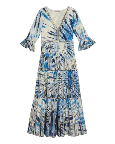 Emporio Sirenuse Bella Dress With Tie Dye Embroidery | Thumbnail 1 Emporio Sirenuse Bella Dress With Tie Dye Embroidery | Thumbnail 1