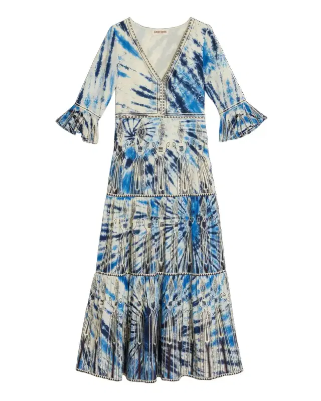 Bella Dress With Tie Dye Embroidery