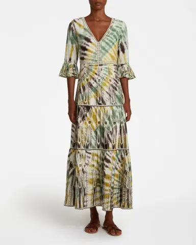 Emporio Sirenuse Bella Dress With Tie Dye Embroidery | Thumbnail 2 Emporio Sirenuse Bella Dress With Tie Dye Embroidery | Thumbnail 2