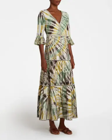 Emporio Sirenuse Bella Dress With Tie Dye Embroidery | Thumbnail 3 Emporio Sirenuse Bella Dress With Tie Dye Embroidery | Thumbnail 3