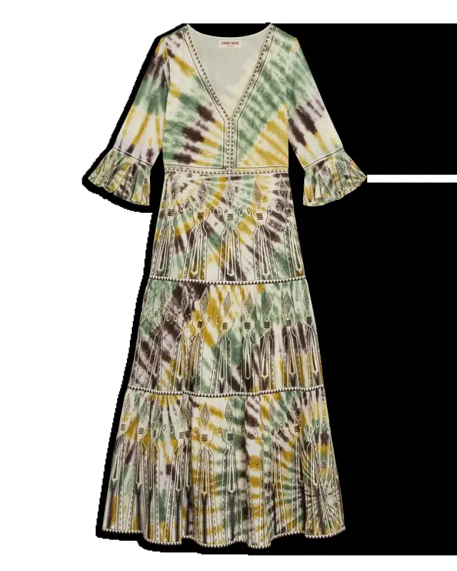 Bella Dress With Tie Dye Embroidery