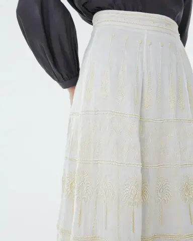 Emporio Sirenuse Camille Skirt with Greek Rooster Embroidery | Thumbnail 2 Emporio Sirenuse Camille Skirt with Greek Rooster Embroidery | Thumbnail 2