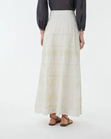 Emporio Sirenuse Camille Skirt with Greek Rooster Embroidery | Thumbnail 4 Emporio Sirenuse Camille Skirt with Greek Rooster Embroidery | Thumbnail 4