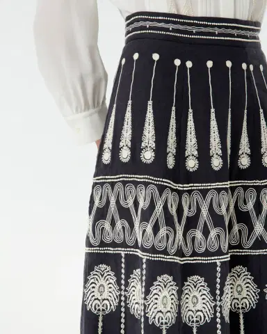 Emporio Sirenuse Camille Skirt with Greek Rooster Embroidery | Thumbnail 7 Emporio Sirenuse Camille Skirt with Greek Rooster Embroidery | Thumbnail 7