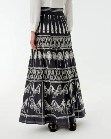 Emporio Sirenuse Camille Skirt with Greek Rooster Embroidery | Thumbnail 9 Emporio Sirenuse Camille Skirt with Greek Rooster Embroidery | Thumbnail 9