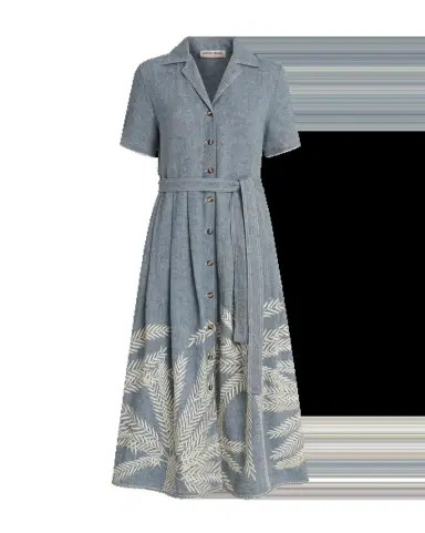 Emporio Sirenuse Claudia Dress with Palm Embroidery | Thumbnail 2 Emporio Sirenuse Claudia Dress with Palm Embroidery | Thumbnail 2