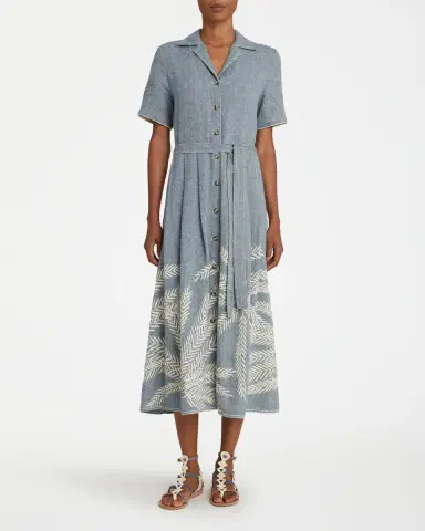 Emporio Sirenuse Claudia Dress with Palm Embroidery | Thumbnail 4 Emporio Sirenuse Claudia Dress with Palm Embroidery | Thumbnail 4