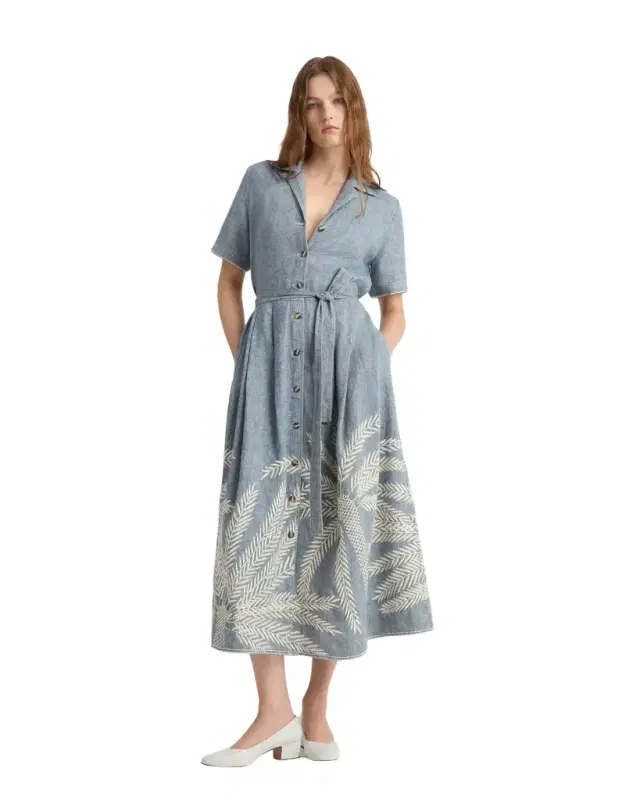 Claudia Dress with Palm Embroidery Claudia Dress with Palm Embroidery
