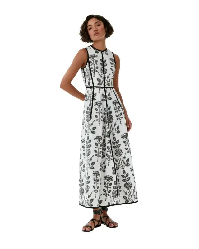 Clodette Dress in Black Rose Print