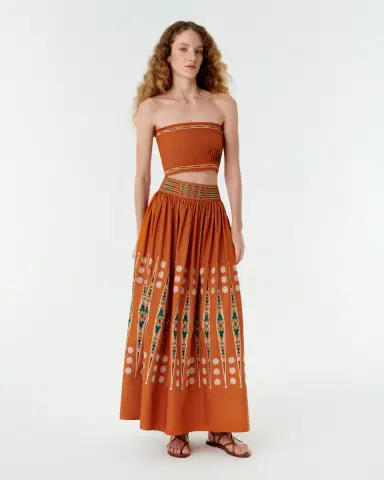 Emporio Sirenuse Flavia Top with Backgammon Embroidery | Thumbnail 3