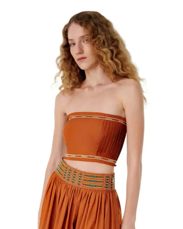 Emporio Sirenuse Flavia Top with Backgammon Embroidery