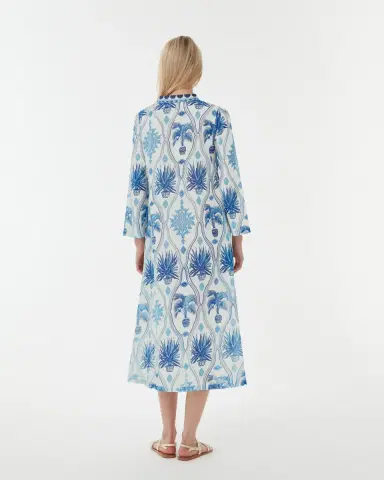 Emporio Sirenuse Giada Caftan in Garden Mesh Cotton Poplin | Thumbnail 3 Emporio Sirenuse Giada Caftan in Garden Mesh Cotton Poplin | Thumbnail 3