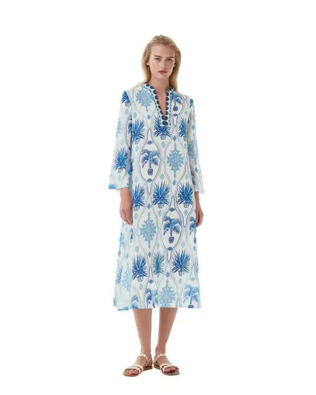 Giada Caftan in Garden Mesh Cotton Poplin