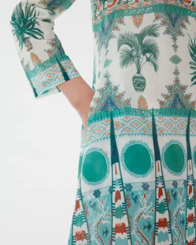 Emporio Sirenuse Giada Caftan in Tribal Botanic Print | Thumbnail 4