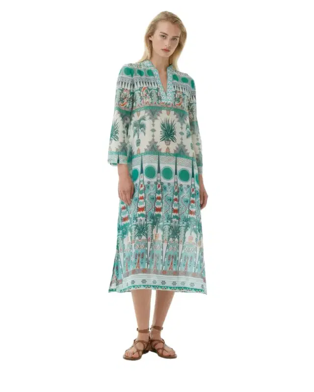 Giada Caftan in Tribal Botanic Print