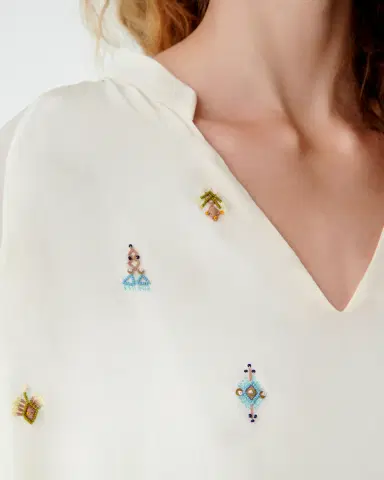 Emporio Sirenuse Ilizia Blouse with Astragal Embroidery | Thumbnail 2 Emporio Sirenuse Ilizia Blouse with Astragal Embroidery | Thumbnail 2