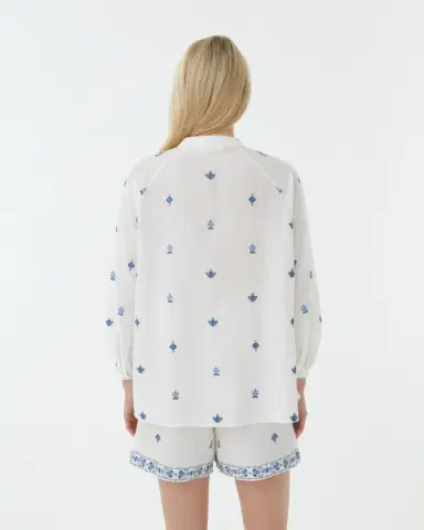 Emporio Sirenuse Ilizia Shirt with Astragal Embroidery | Thumbnail 4 Emporio Sirenuse Ilizia Shirt with Astragal Embroidery | Thumbnail 4