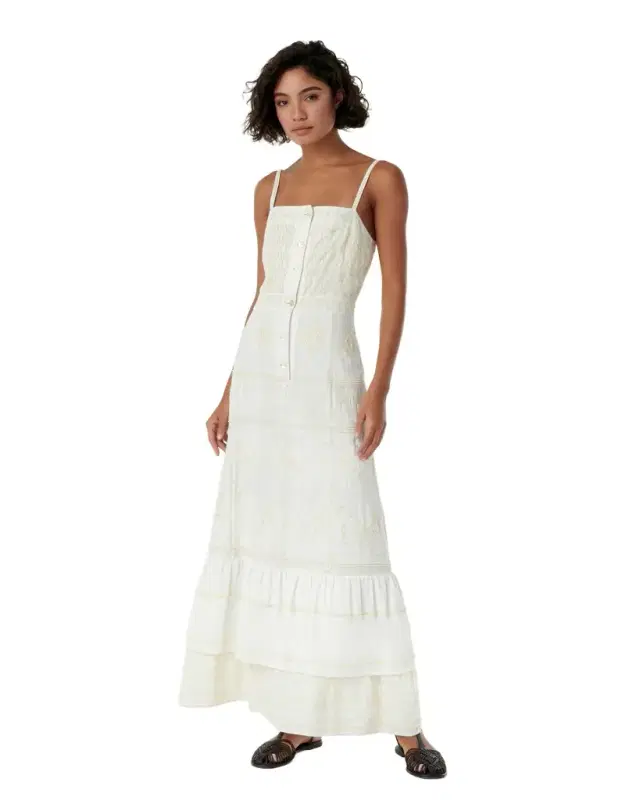 Indah Dress with Greek Rooster Embroidery