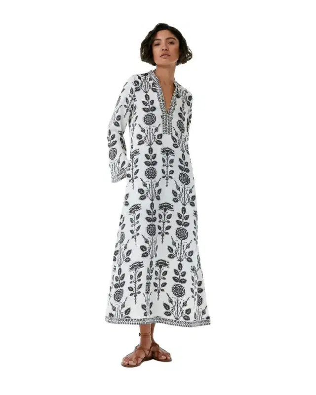Jenna Caftan in Black Rose Print