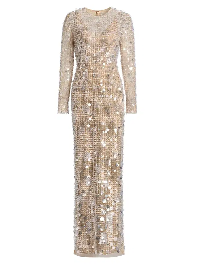Carolina Herrera Women's Sequin-Embellished Column Gown - Natural
