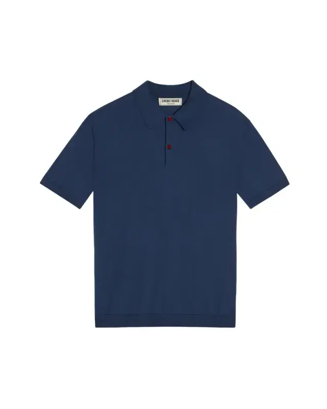 Knit Cotton Polo Shirt Blue Avio Knit Cotton Polo Shirt Blue Avio